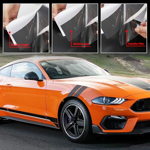 Image of TOMALL 2 Pair Racing Sport Stripe Vinyl Decals for Car Fender Hood Bumper Trunk Auto Stripe Graphic Stickers Decorations for Pickup Vehicle SUV Truck Off-Road (Gray)
