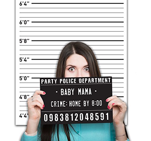 Funny Mugshot Sign Photobooth Selfie Props For Birthday Parties, Bachelorette Games, Event Decoration Idea (Birthday Party With Backdrop) #TOP3