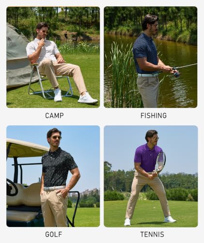Image of ZITY Mens Golf Polo Shirts Short Sleeve UPF 50+ Performance Moisture Wicking Print Pattern Casual Collared Golf Shirt for Men