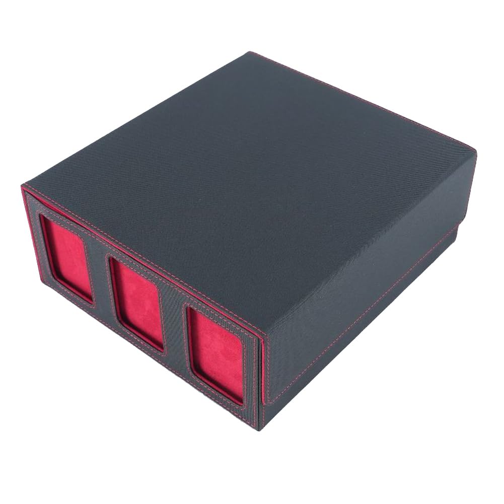 Scatola per Carte Collezionabili con Finestra di Visualizzazione Porta Carte con Chiusura Magnetica per Carte da Gioco Magic Rosso