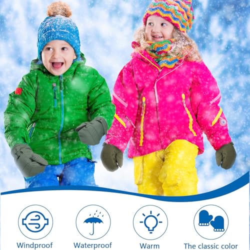 Image of Geyoga 4 Pairs Kids Mittens Waterproof Ski Gloves Boys Girl Warm Snow Winter Mittens for Kids Toddler Outdoor Activities