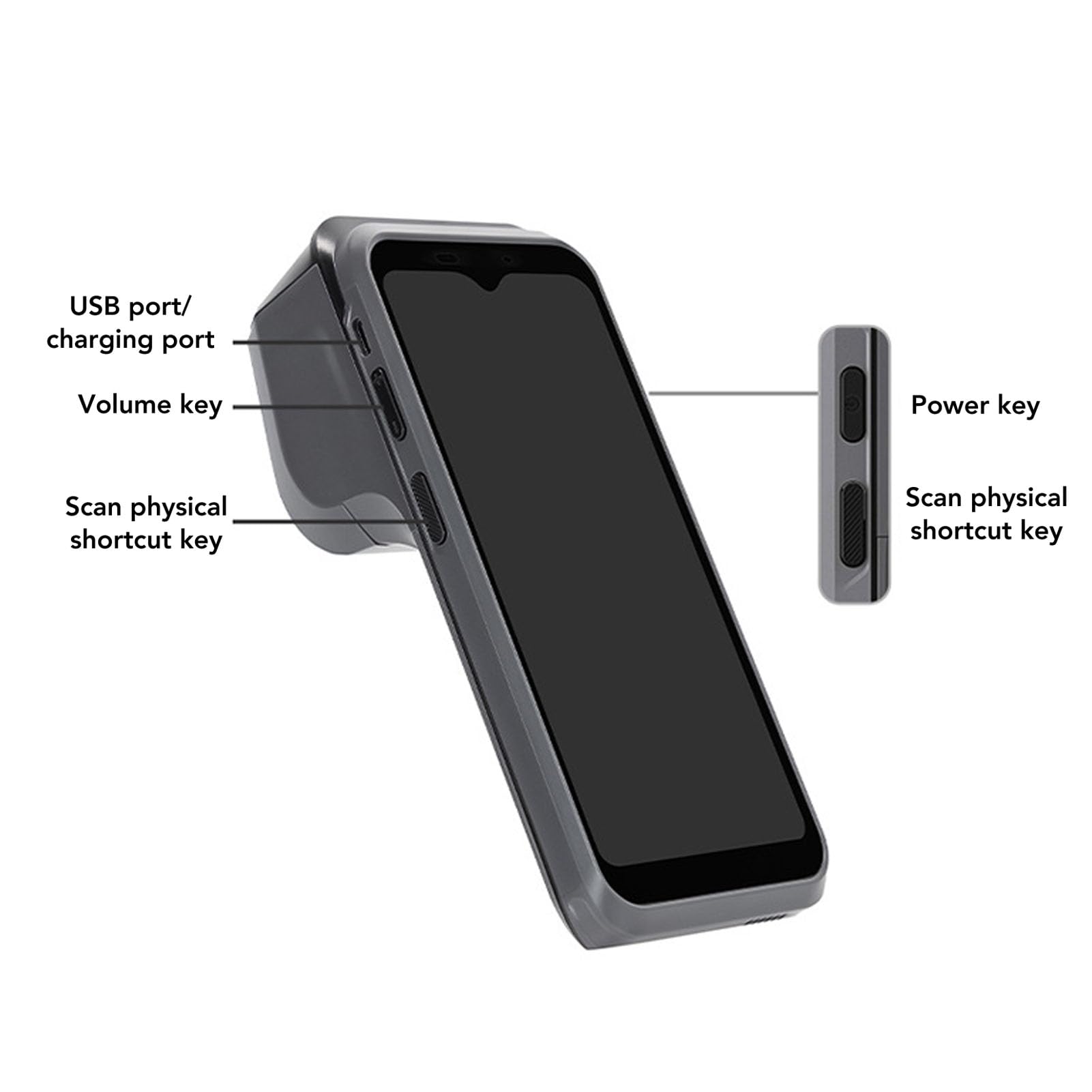 Asixxsix Impresora de Recibos POS portátil, 6.2 Pulgadas HD Pantalla táctil móvil Punto de Venta Tableta, Impresora térmica de Alta Velocidad de 58 mm construida en cámara de 8 MP