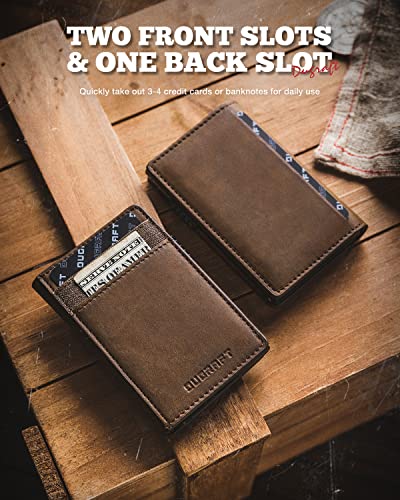 DUGRAFT Slim Card Holder for 10 Cards with Aluminum POP UP Credit Card Ejector RFID Blocking, ID Window and 4 Card Slots, Minimalist Front Pocket Wallet for Men, Coffee Brown4