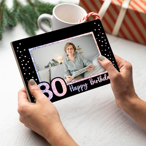 Image of 80th Birthday Picture Frame, 80th Birthday Gifts for Women Men, 80 Years Old Gifts for Grandma Grandpa Mom Dad Glitter Picture Frames 4 x 6 Photo /Yi01-04