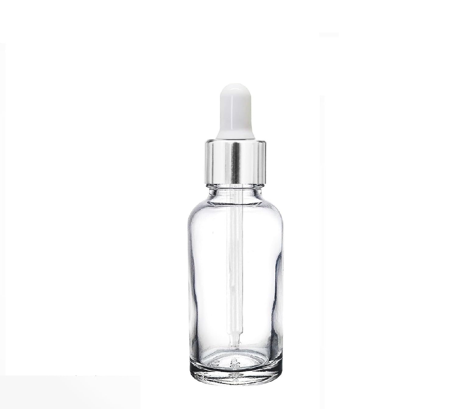 50 ml Clear/Transparent Empty Glass Bottle + Dropper + Silver Ring + Silicone White Teat (Pack of 1) Refillable, Reusable, Leak Proof For Essential Oils, Perfumes Liquid DIY, Cosmetics-image-25