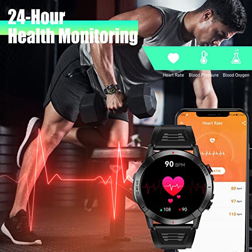 Military Smart Watches For Men With Bluetooth Call 1.43" Amoled Always On Display Rugged Outdoor Tactical Smartwatch With Heart Rate Blood Pressure Sleep Monitor Sports Fitness Watch For Android Ios #TOP5