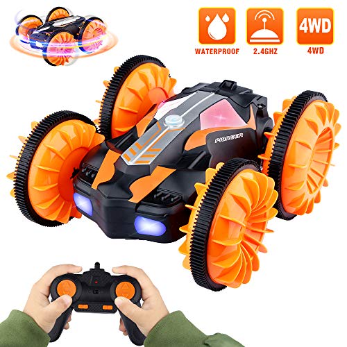 Preisvergleich Produktbild Baztoy Ferngesteuertes Auto, Kinderspielzeug Wasserdicht RC Auto Mit Fernbedienung 360 °Drehung Offroad Stunt Elektronisch Fahrzeug Mädchen Jungen Spielzeug Geschenk für Kinder Indoor Outdoor Spiele