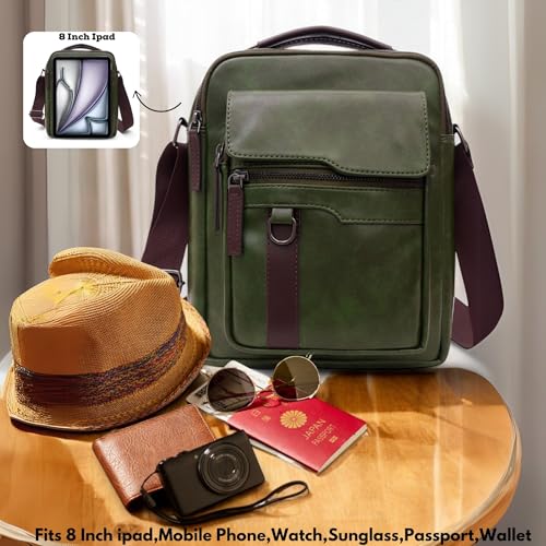 Image of VISMIINTREND Leather Sling Bag for Men Travel | Side Shoulder Messenger Bag for Man | Fits 10 inch ipad | Corporate Gifts for Men | Birthday Gift for Husband /Father | Premium