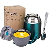 Insulated Lunch Container for Hot & Cold Food, 17 oz Vacuum Soup Thermos Food Jar, Leak Proof...