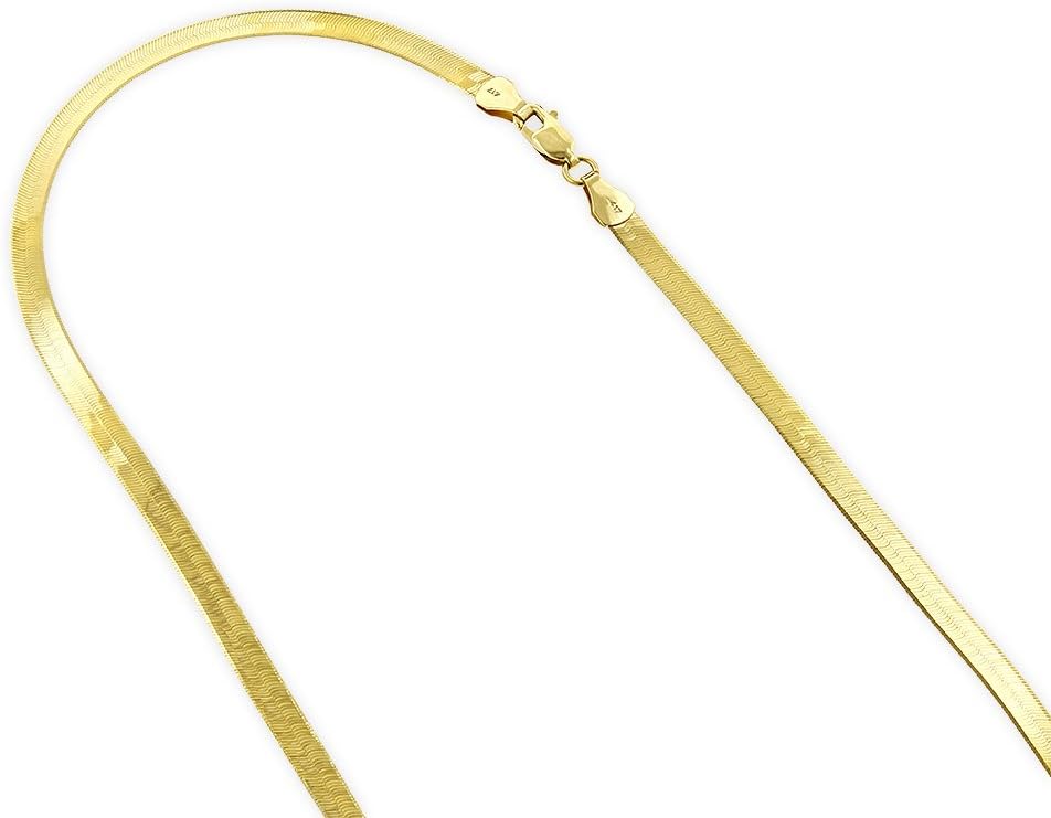 IcedTime Solid 14K Yellow Gold Herringbone Chain Necklace or Bracelet 3mm Wide Lobster Clasp 7,16,18 or 20"