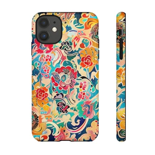 Coque rigide iPhone 11 fleurie bleue anti-rayure finition brillante