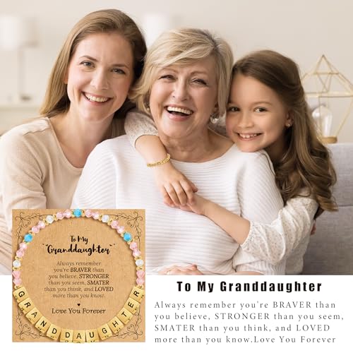 Image of BAYLAY Inspirational Family Lettter Bead Bracelet For Women,Jewelry Gifts For Granddaughter /Daughter /Mom /Sister /Wife /Niece /Aunt /Friend /Nana /Gigi,Mothers Day,Birthday