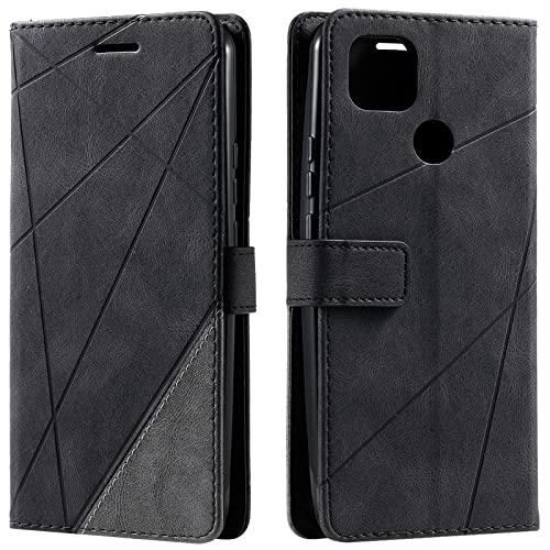 Vankii Funda para Motorola Moto G9 Power, Billetera Carcasa Protectora Libro Tapa Silicona Bumper PU Cuero Cartera Case Flip Cierre Magnético Leather Soporte Wallet Antigolpes Cover (Negro)