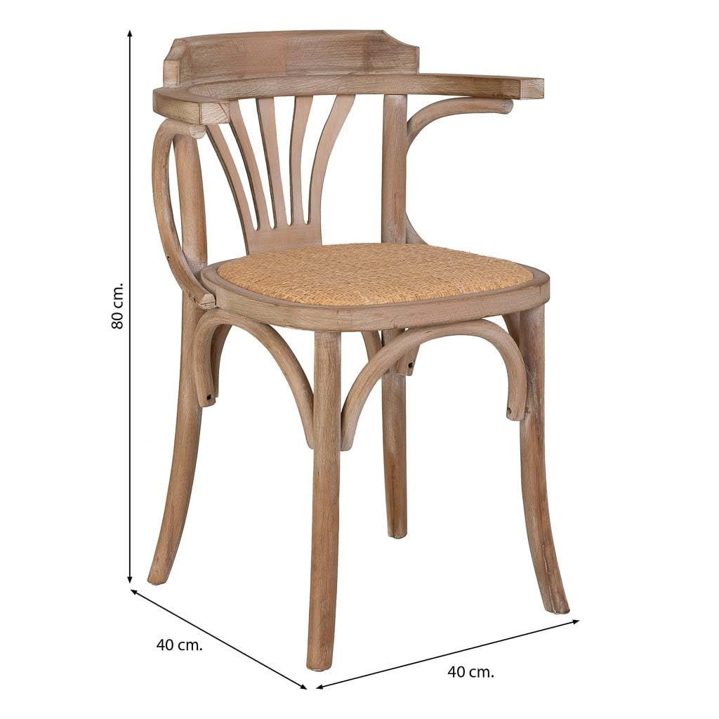 WANDERLUST DECO Silla de Madera y asiento de ratán 40x40x80h cm