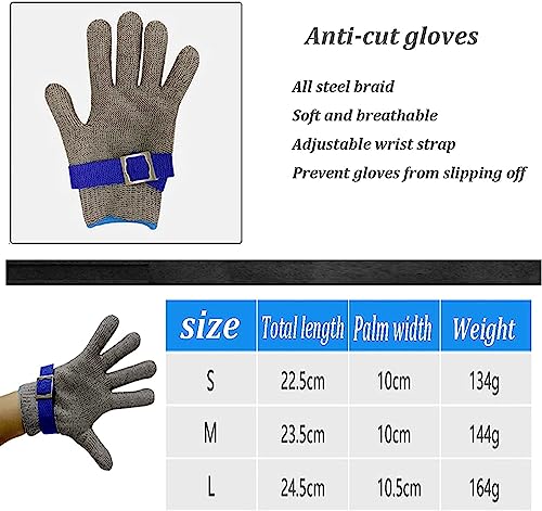 Guantes anticorte de acero inoxidable 316 talla L para cocina y jardín, pack de 3 unidades 6