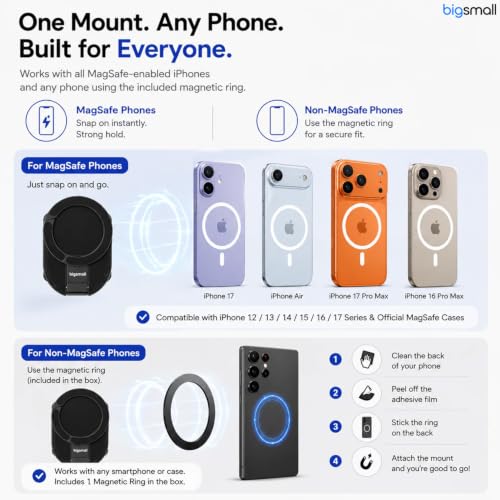 Image of Bigsmall Compatible Car Mobile Holder Magnetic Dashboard Phone Mount with 360 Rotation | Strong Magnet Car Phone Stand for iPhone & Smartphones (Blue)