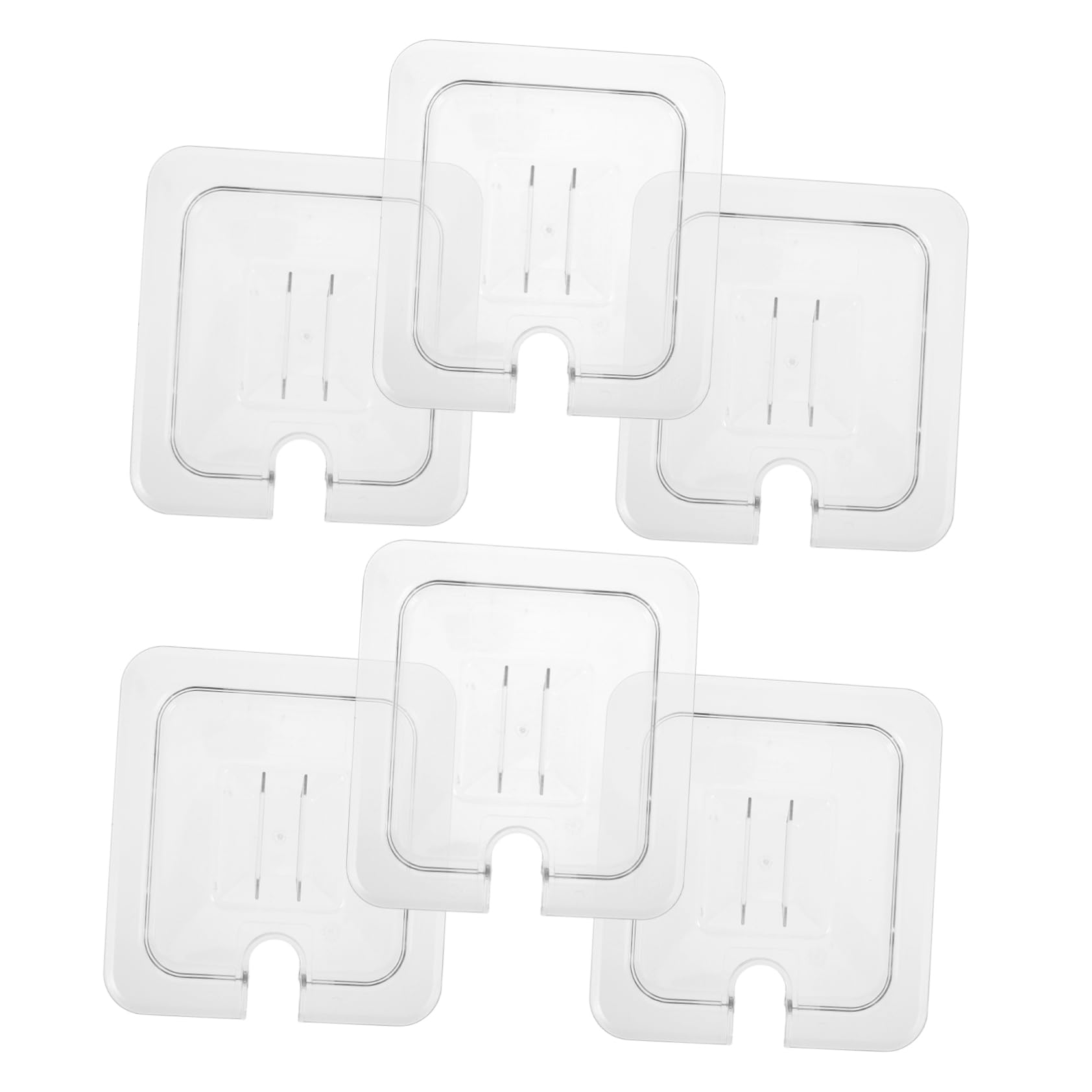 BRIGHTFUFU 6pcs Reusable Plastic Food Pan Lid 1/6 Size Universal Lid Handle for Hotel Easy to Clean