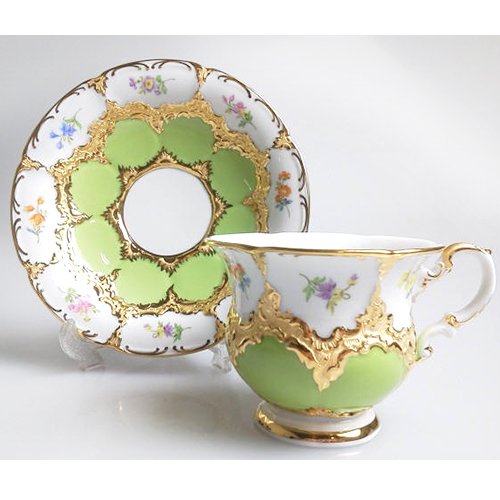 Amazon | マイセン 金彩小花 グリーン コーヒーカップ&ソーサー 015079