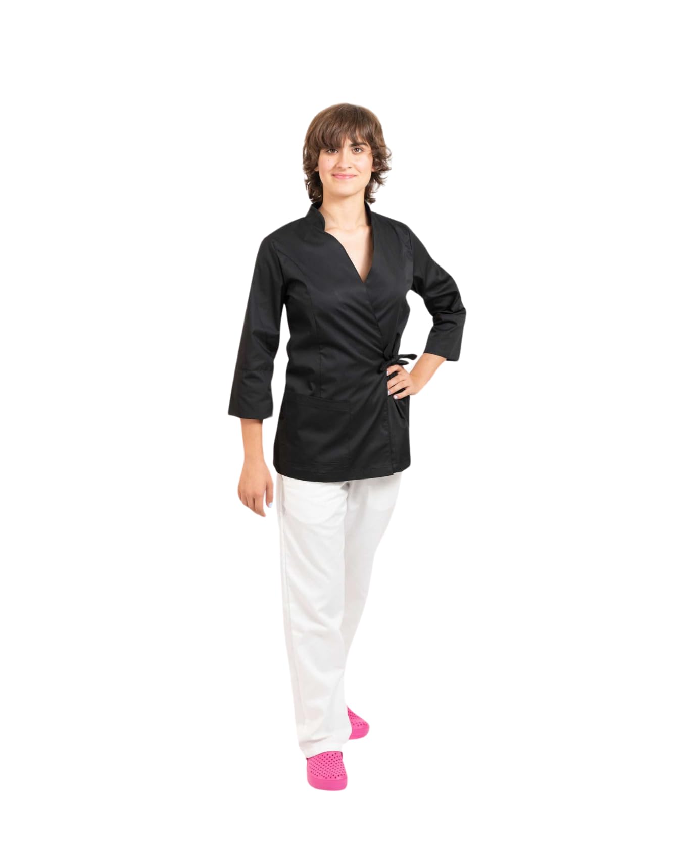 Casacca da Donna - Divisa per Estetiste - Centri Estetici - Parrucchieri - Manica a 3/4 - Collo alla Coreana - Chiusura con Cinta - Disponibile in più Colori
