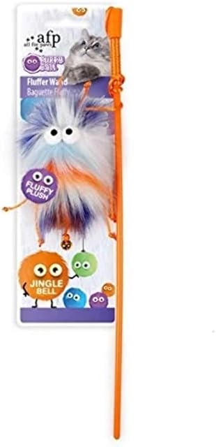 ALL FOR PAWS Furry Ball Long Fluff Wand Cat Toy, Yellow, 1.7 kg