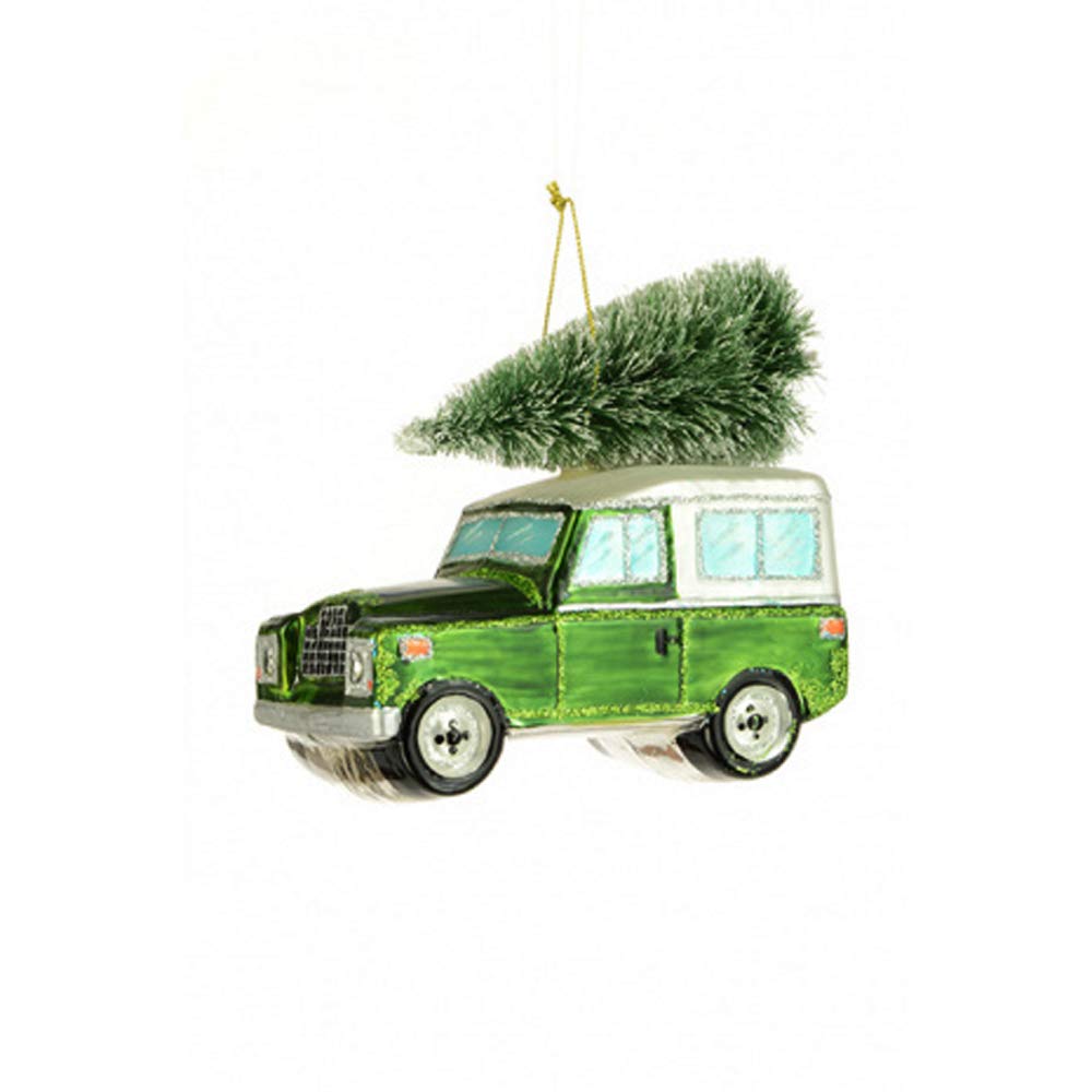 FloristryWarehouse Christmas Decoration Classic British 4x4 Off Road Ninety Green 12cm
