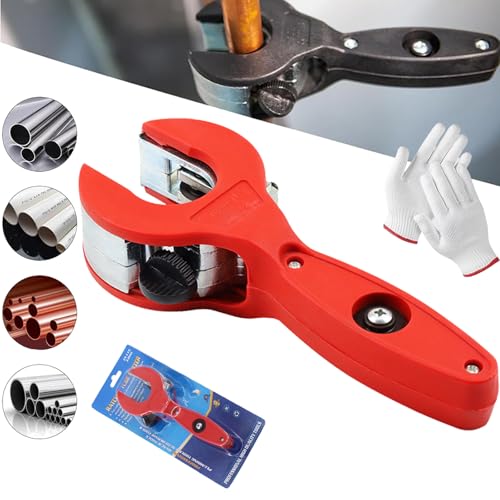 Ratcheting Tubing Cutter, 2025 New Upgrades Copper Pipe Cutter, Tubing Cutter 1/4" To 7/8", 2 in 1 Close Quarters Tube Compact Cutter, Ratcheting Pvc Cutter, Pipe Cutters Plumbing (Red) by Imgjsx - Used condition - US$20.37
