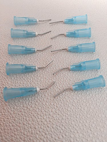 100Pcs Pre Bent Flow Needle Tips Light Blue 22 Gauge For Etch Dental Gd #TOP3