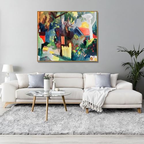 Tableau Bright Tree d'August Macke, impression sur toile 50x60cm cadre teck - 4