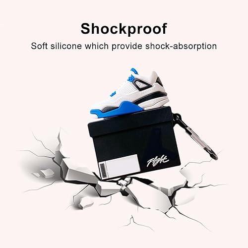 Miniatura 6 de Funda de silicona compatible con AirPods 2 y 1 con mosquetón y gancho para llavero, diseño divertido y único de anime 3D a prueba de golpes, funda