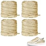 UamGlsob 2Pairs Glitter Metallic Shoelaces for Golden Goose Sneakers, 8MM Flat Sparkly Bling Shoe Strings Replacement laces for GG (Gold, 47'/120cm)