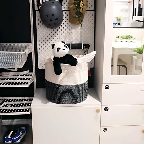 MERAO Extra Large Decorative Cotton Rope Basket 74 L, Blanket Basket Living Room, Laundry Basket, Woven Basket, Toy Storage Baskets Bin, Round Large Basket for Pillows, Towels. (41 x 56 cm) 6 51BvsPu3jrL