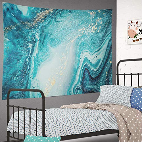 Summor Blue Tapestry, Tapestry Ocean Tapestry Marble Tapestry Abstract Ocean Art Natural Swirls Marble Ripples Agate Hanging Tapestries 60 X 80 Inch Wall Hanging Decor For Bedroom Dorm #TOP1