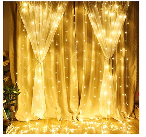 Window Curtain String Light 300 led Curtain Light Curtain Lights led Icicle Christmas String Fairy Wedding Lights for Wedding Party Home Garden Bedroom Outdoor Indoor Wall decorations(Warm White)