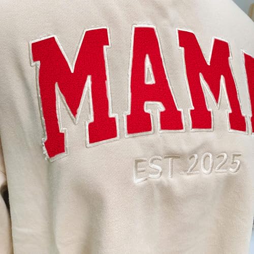 Personalized Embroidered Mama Mom Sweatshirt With Kid Names On Sleeve Faux Fur Text, Mothers Day Crewneck, Gifts For Mama Grandma, Customized Mom Sweatshirt, Mommy Sweatshirt For Women - Thumbnail 3