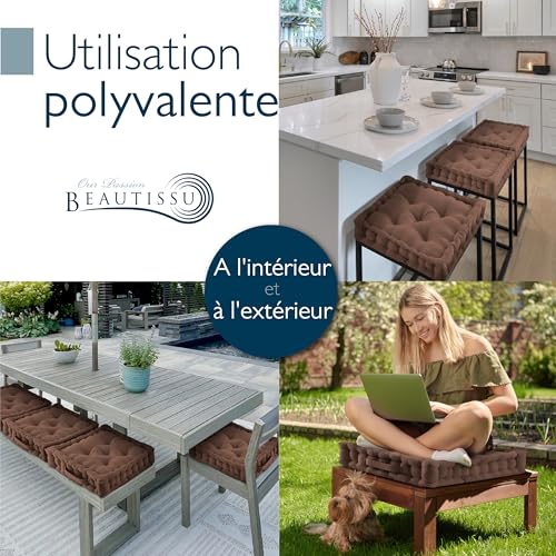 Beautissu Set de 4 Coussins de Sol d'assise Coton avec poignée de Transport – vue 5