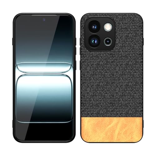 Image of Kapa Soft Fabric & Leather Hybrid Protective Back Cover for OnePlus 13S | Shockproof Slim Hard Anti Slip Back Case (Black,Brown)