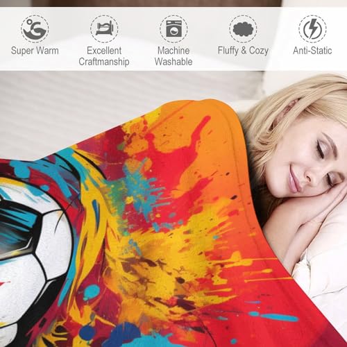 Couverture football douce et chaude en flanelle lavable à la machine - 4