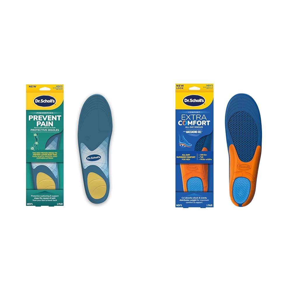 Dr. Scholl's Prevent Pain & Extra Support Insoles for Men, Reduce Foot/Knee/Back Pain, Superior Shock Absorption, Size 8-14, 1 Pair