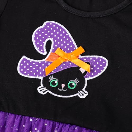 HILEELANG Girl Halloween Holiday Dress Long Sleeve Novelty Tulle Tutu Princess Party Dress4