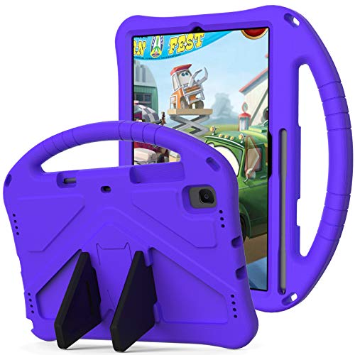 Coque Samsung Galaxy Tab A7 10.4 antichoc violette avec béquille et sangle