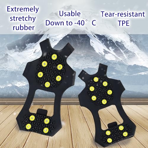 Universal Steigeisen 10 Zähne – Anti-Rutsch Schuhspikes für Winter, überziehbare Stretch-Ice-Grips für Schuhe & Stiefel, ideal für Schnee, Wandern & Spazieren (L)