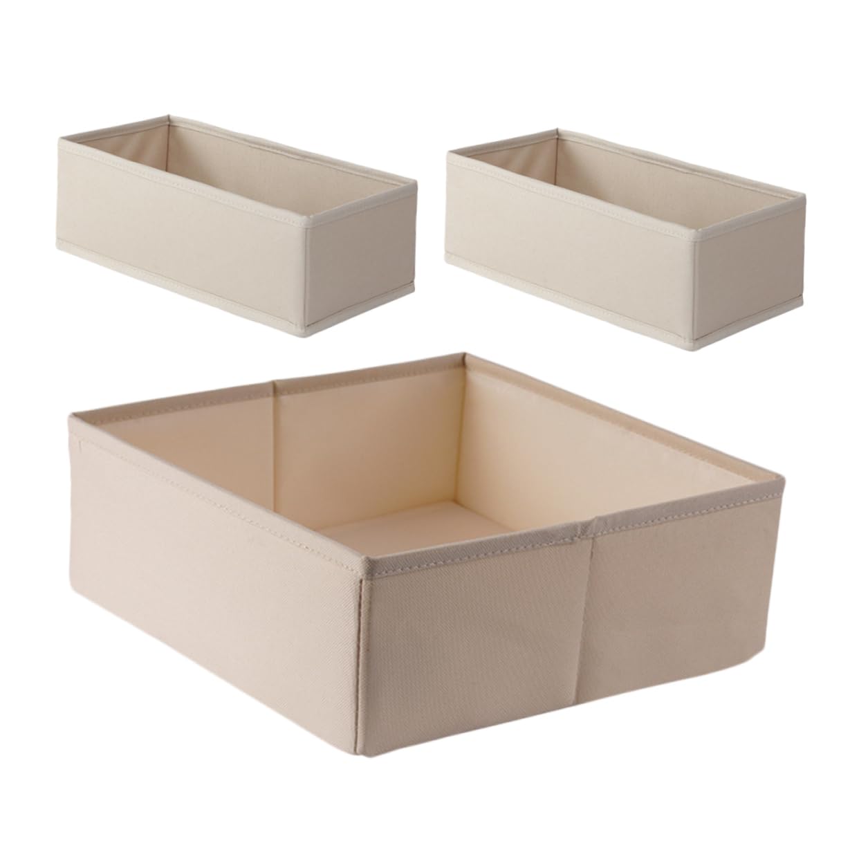 Set 3 Pezzi Scatole Portaoggetti per Intimo Beige Divisori Organizzatori per Cassetti per Ordinare Reggiseni e Biancheria in Camera da Letto