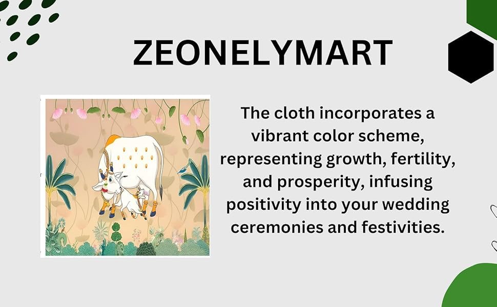 Image of Wedding Decorationss Curtains for Background |pichwai Backdrop Cloth for decorationcow Backdrop Cloth for decorationbackground decorationss Cloth 8 8FT(Two Cow Gold) gudi padwa Backdrop