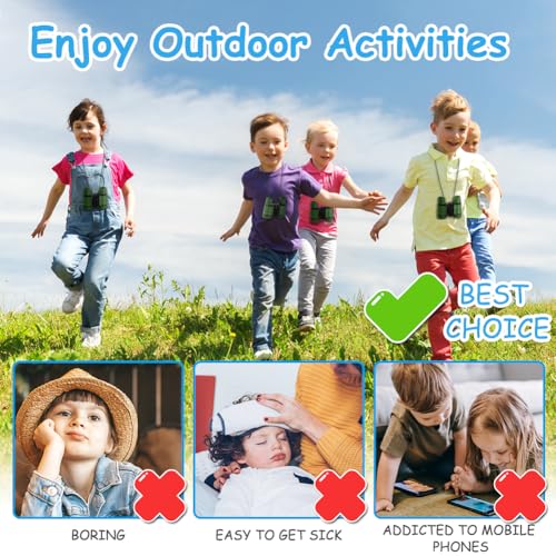 OSDUE Fernglas für Kinder, Spielzeug, Spielzeug, stoßfestes, für Jungen und Mädchen im Alter von 3–7Jahren, für Vogelbeobachtung, Jagen, Wandern, Geburtstagsgeschenke(Armeegrün)