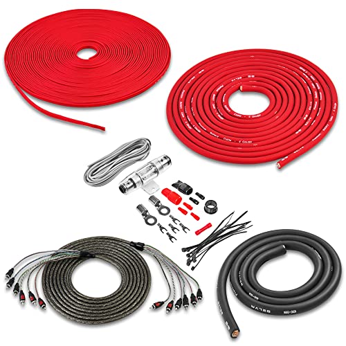 Image of Belva True 4 Gauge AWG Premium CCA Complete Amplifier Wiring Kit with OFC 5 /6-Channel RCA Cable - BAK46 RED