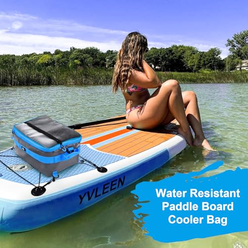 Image of YVLEEN Waterproof Paddle Board Cooler, SUP Cooler Durable PVC Material Paddle Board Deck Bag with Mesh Top Pocket, Adjustable Straps, Super Capacity for Stand-Up Paddleboard and Kayak Accessories