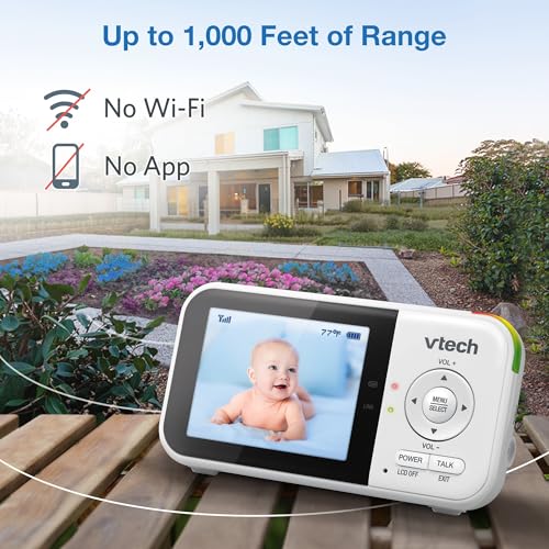 Image of VTech VM819 Baby Monitor + BC8211 Myla the Monkey Bundle - Non-WiFi Video Monitor with 19Hr Battery, 1000ft Range & Portable Soother with Night Light & Stroller Attachment