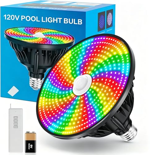 CEDIO Led Pool Lights for Inground Pool 70W RGB Color Pool Lights Bulb with Remote Control Pool Light Bulb for Inground Pool E27 Replacement for Pool Light Fixture (Black)