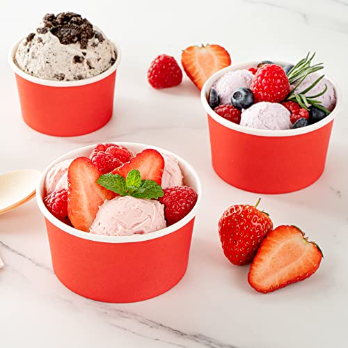 Image of Coppetta 8-Ounce Dessert Cups, 50 Disposable Ice Cream Cups - Lids Sold Separately, Sturdy, Red Paper Frozen Yogurt Bowls, For Hot And Cold Foods, Perfect For Gelato Or Mousse - Restaurantware