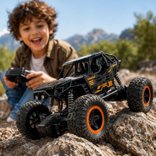 Image of NHR Remote Control Car Toy for Kids | Rechargeable RC Monster Truck with Smoke Effect | Drift RC Car | Range 2.4GHz Remote | Type-C USB | Off-Road Climbing & Racing Car | Gift for Kids Age 3+ (Black)